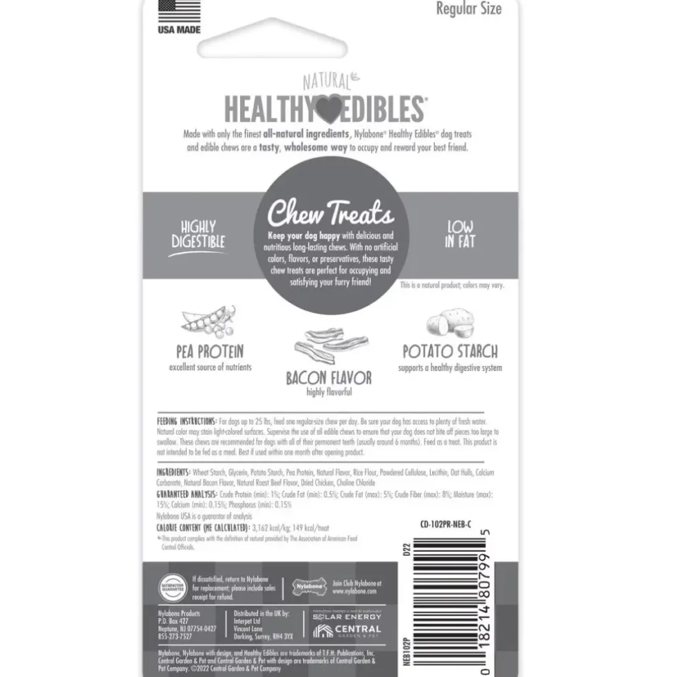 Nylabone Healthy Edibles Natural Long Lasting Bacon Flavor Dog Chew Treats
