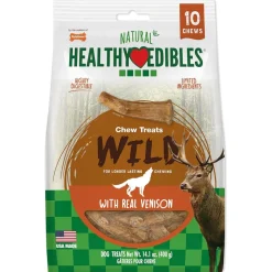 Nylabone Healthy Edibles WILD Natural Long Lasting Venison Antler Dog Chew Treats - Medium/Wolf, 10-count
