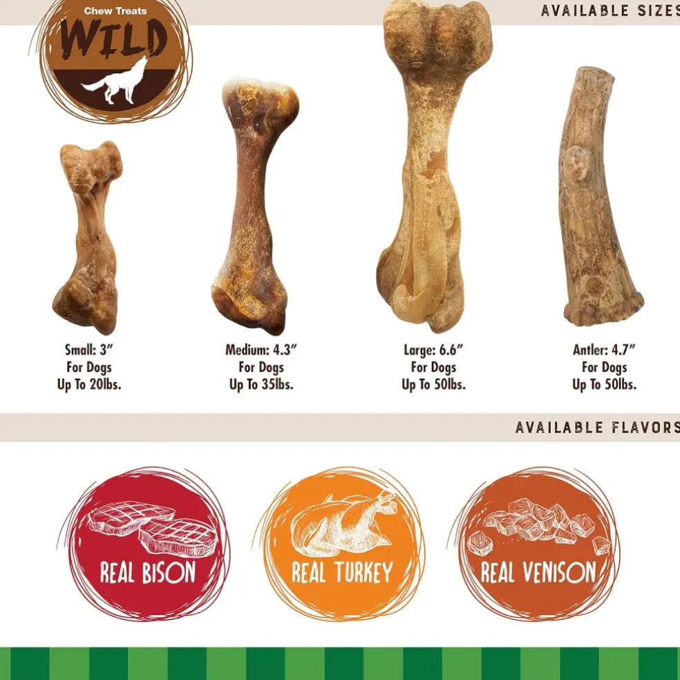 Nylabone Healthy Edibles WILD Natural Long Lasting Venison Antler Dog Chew Treats - Medium/Wolf, 10-count