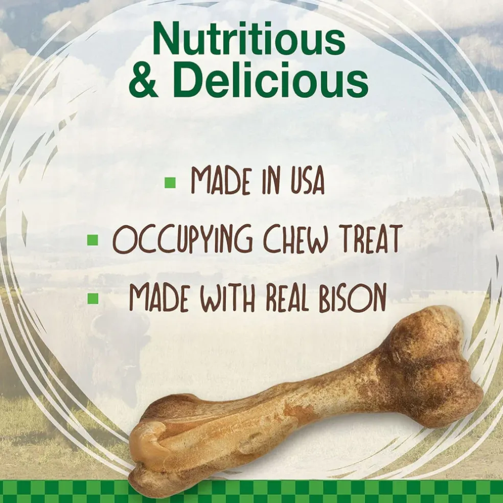 Nylabone Healthy Edibles WILD Natural Long-Lasting Bison Flavor Bone Chew Treats for Dogs