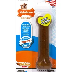 Nylabone Just for Puppies Teething Chew Classic Bone, Chicken Flavor, Medium Wolf, Up to 35 lbs