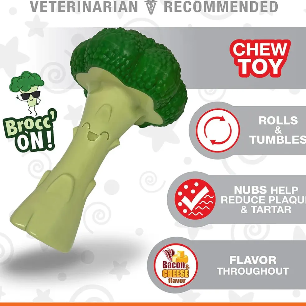 Nylabone Power Chew Broccoli Dog Toy, Bacon & Cheese Flavor, Large/Giant