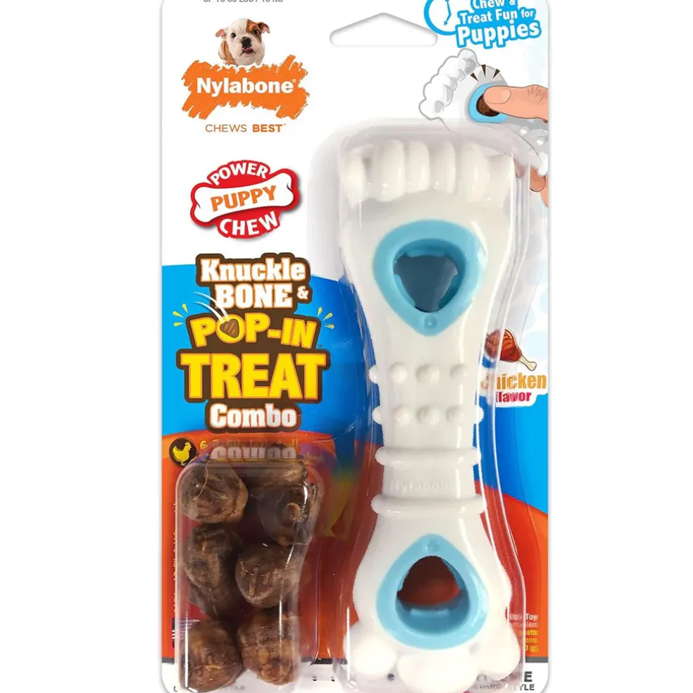 Nylabone Power Chew Chicken Flavored Knuckle Bone & Pop-In Treat Toy Combo Dog Chew Toy
