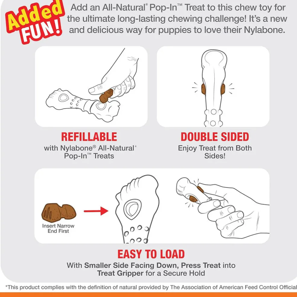 Nylabone Power Chew Chicken Flavored Knuckle Bone & Pop-In Treat Toy Combo Dog Chew Toy