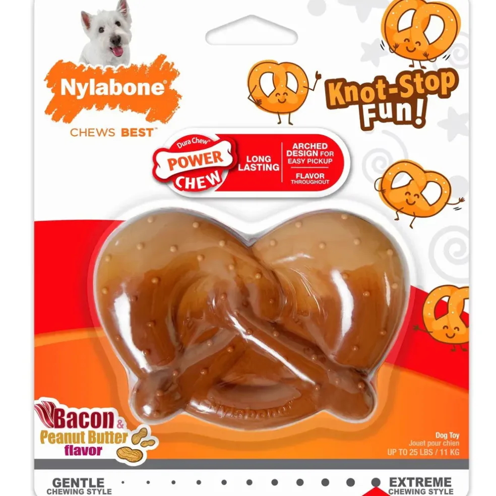 Nylabone Power Chew Pretzel Dog Toy Bacon & Peanut Butter