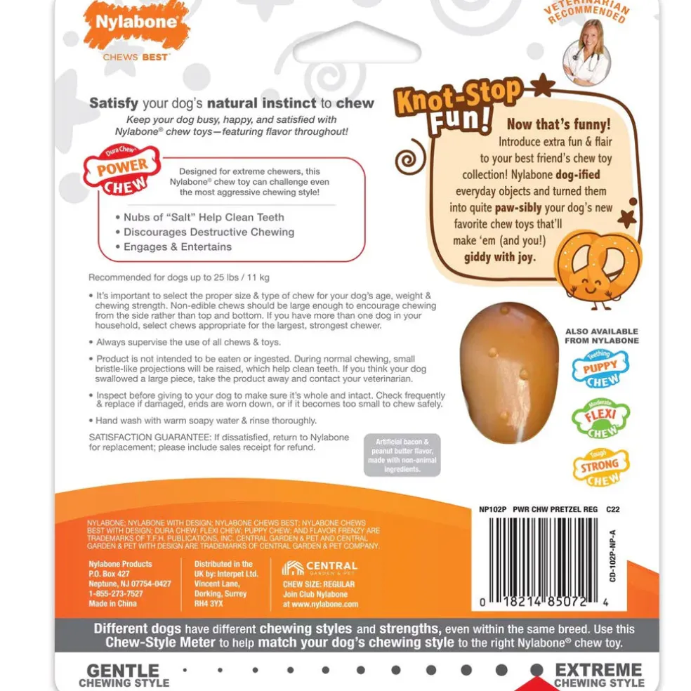 Nylabone Power Chew Pretzel Dog Toy Bacon & Peanut Butter