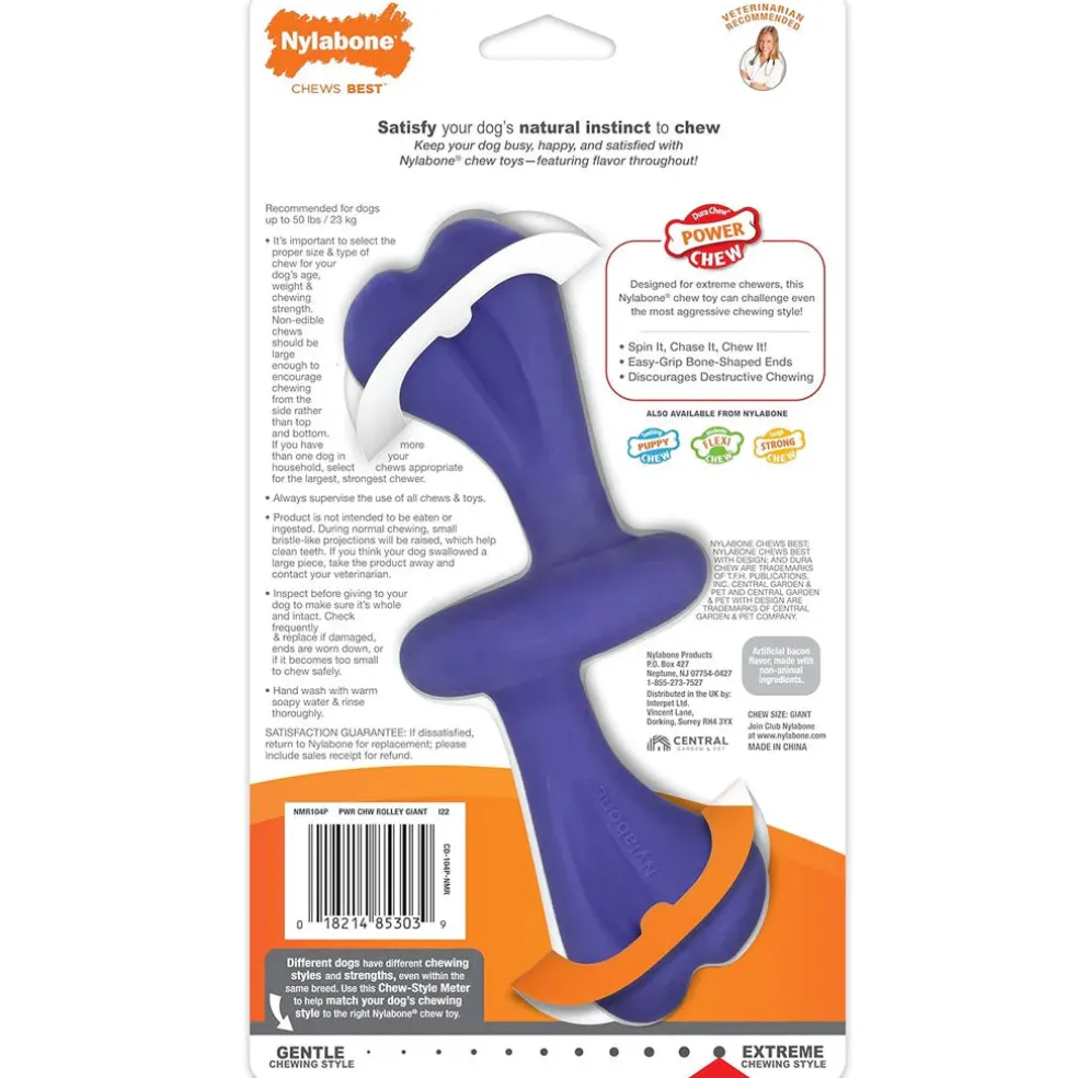 Nylabone Power Chew Rolling Dog Toy, Blue, Large/Giant
