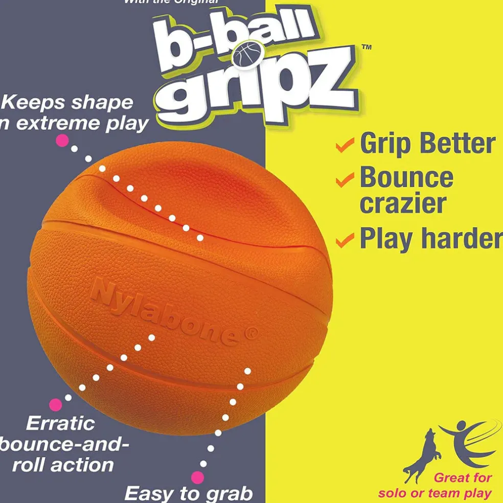 Nylabone Power Play Basketball B-Ball Gripz Dog Toy