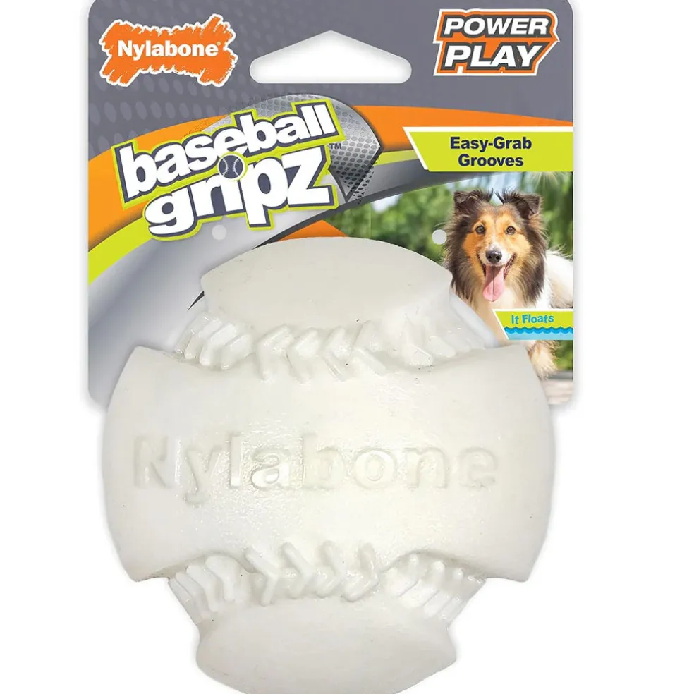Nylabone Power Play Dog Baseball Gripz, Medium/Wolf