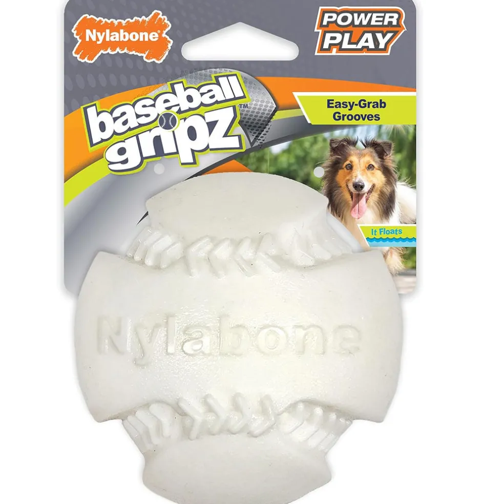 Nylabone Power Play Dog Baseball Gripz, Medium/Wolf