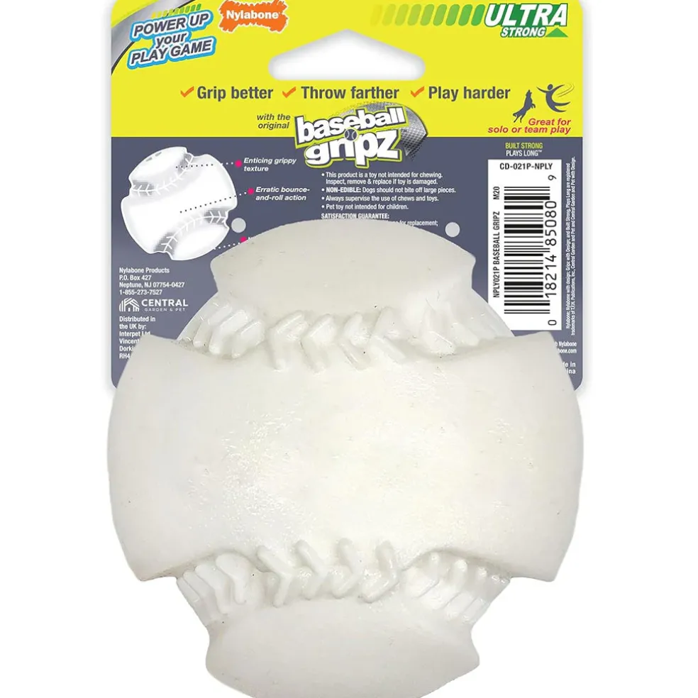 Nylabone Power Play Dog Baseball Gripz, Medium/Wolf