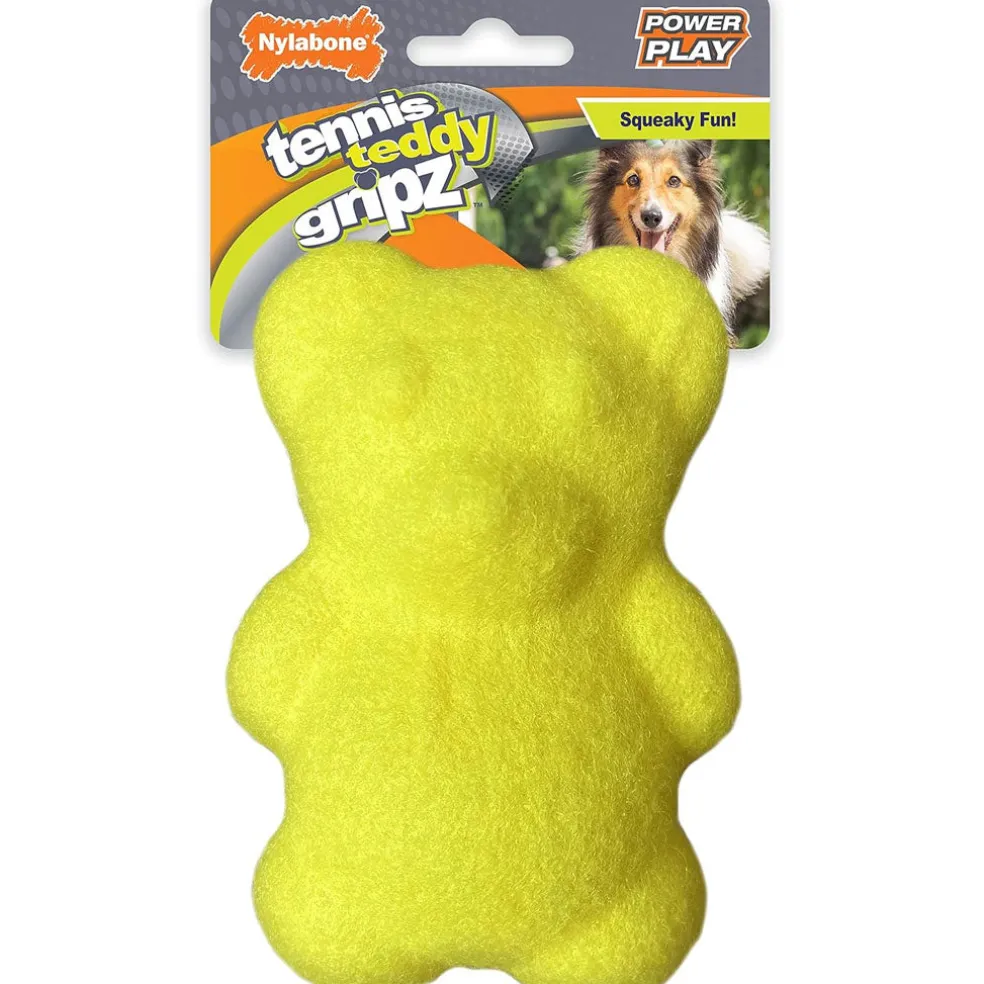 Nylabone Power Play Tennis Teddy Gripz Bear Dog Toy, Medium/Wolf