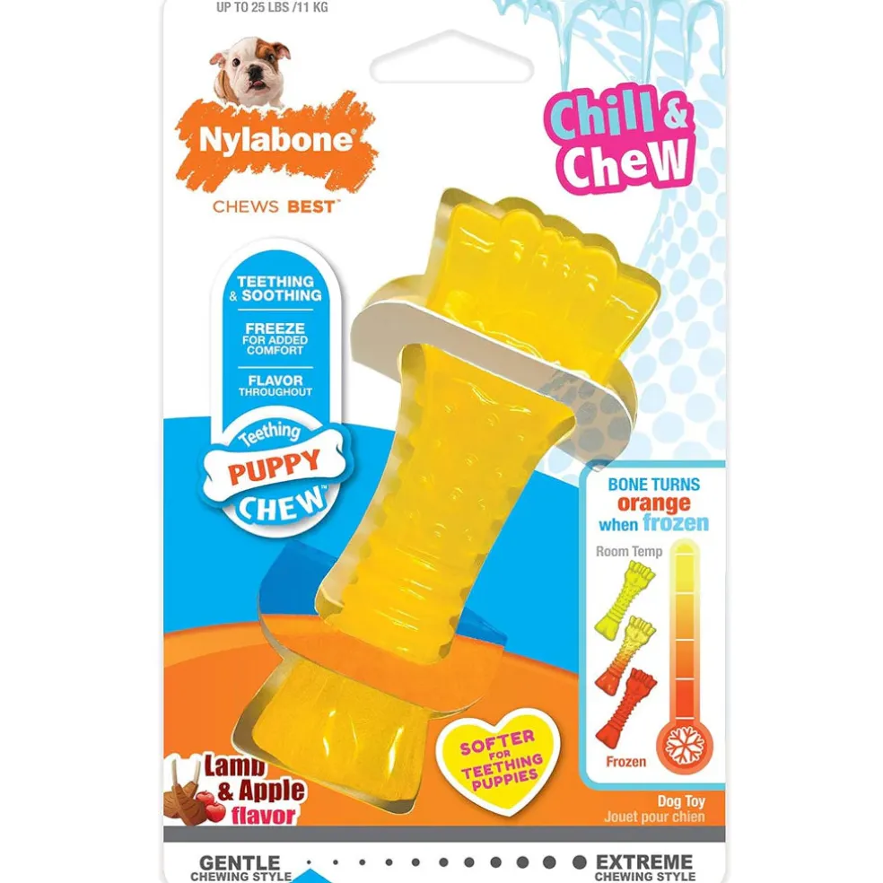 Nylabone Puppy Chew Freezer Teething Chill & Chew Dog Toy, Lamb & Apple Flavor, Small/Regular