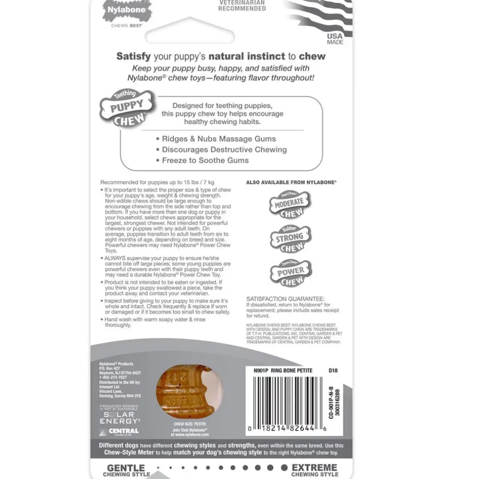Nylabone Puppy Chew Ring Chicken Flavored Puppy Chew Toy