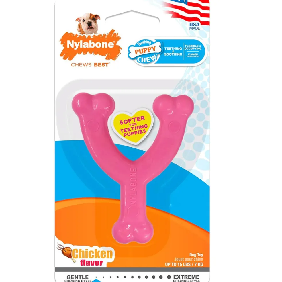Nylabone Puppy Chew Toy Wishbone Chicken Flavor, X-Small/Petite