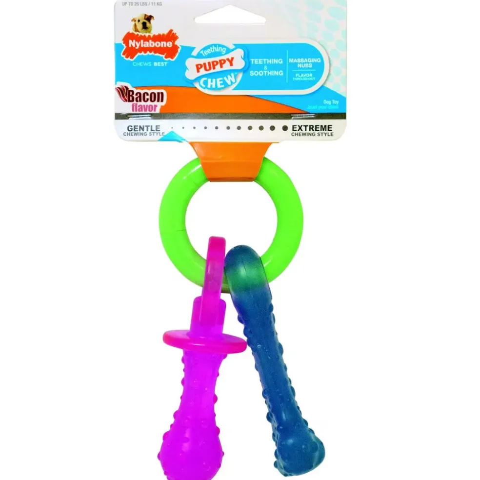 Nylabone Puppy Pacifier Teething Chew Bacon Flavored Dog Toy, Small/Regular