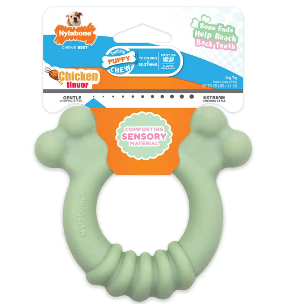 Nylabone Sensory Material Puppy Teething Ring Chicken Flavor, Small