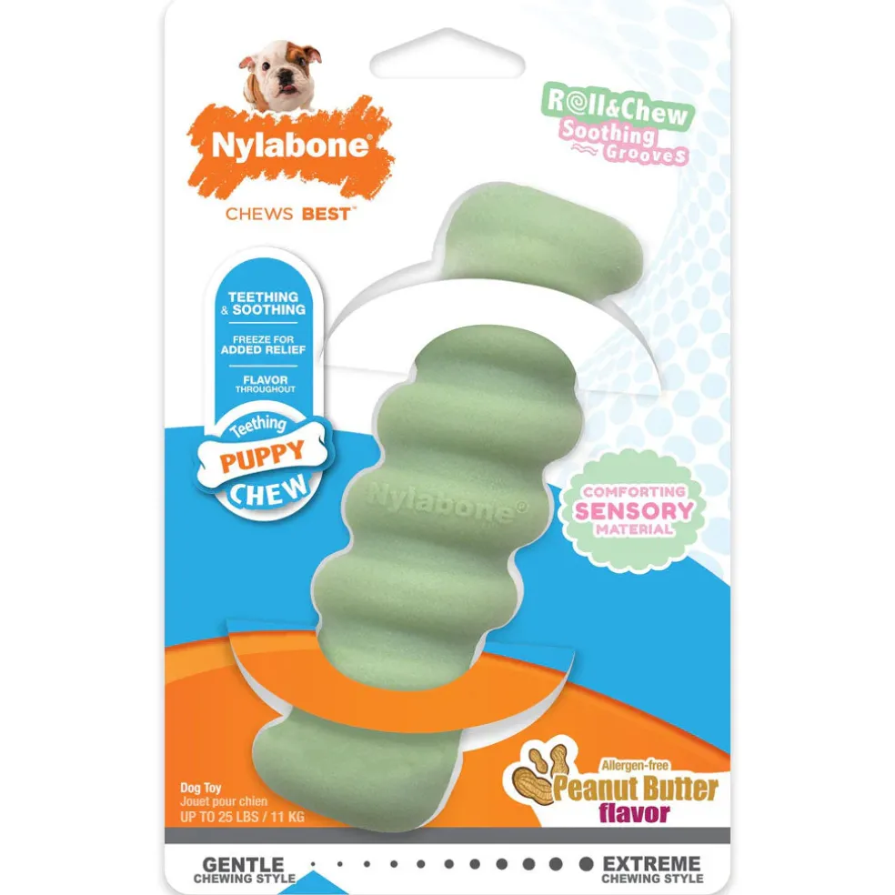 Nylabone Sensory Material Puppy Teething Stick Peanut Butter Flavor, Small