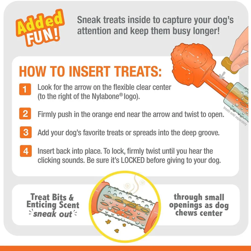 Nylabone Sneaky Snacker Bacon Flavor Dog Treat Toy, Orange