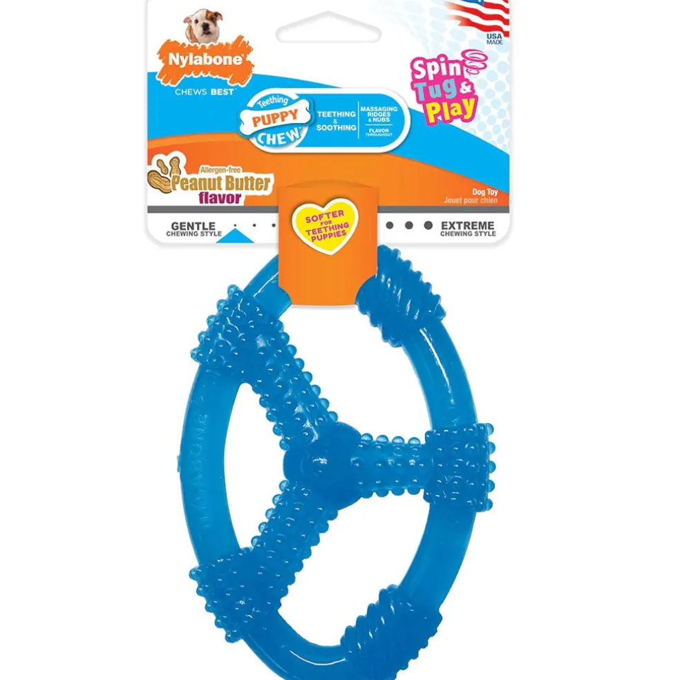 Nylabone Spin Tug & Play Puppy Chew Dog Toy, Medium/Wolf