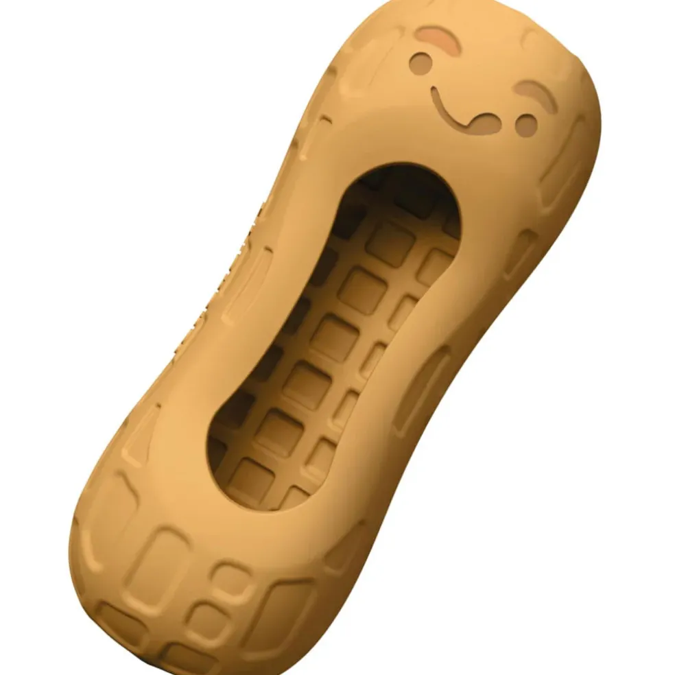 Nylabone Strong Rubber Allergen-Free Peanut Butter Flavor Tough Dog Treat Toy, Brown, Medium/Wolf