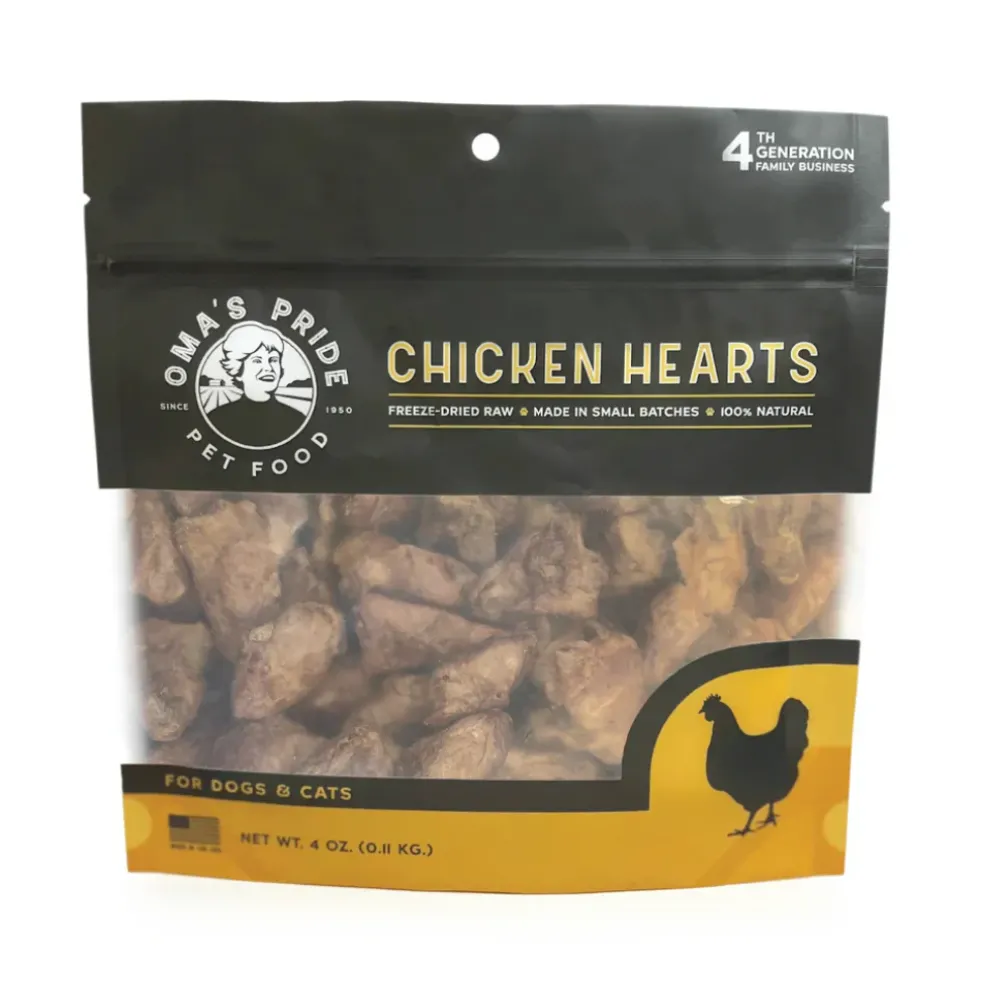 Oma's Pride Freeze-Dried Chicken Hearts Dog & Cat Treats