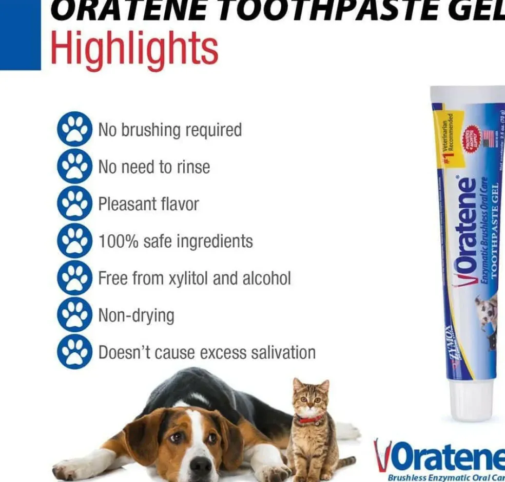 Oratene Brushless Maintenance Toothpaste Gel for Dogs & Cats (2.5oz)