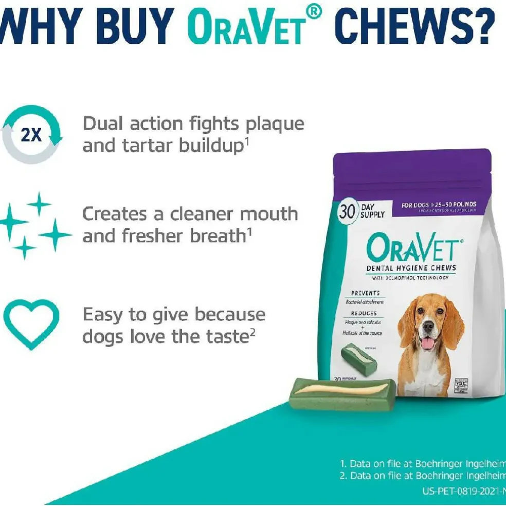 ORAVET Dental Hygiene Chews For Medium Dogs 25-50 lbs