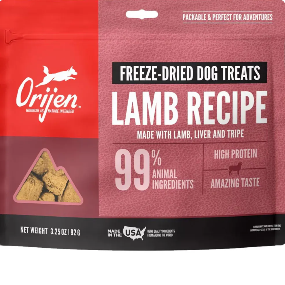 ORIJEN Grass Fed Lamb Grain-Free High-Protein Freeze Dried Dog Treats, 3.25-oz bag