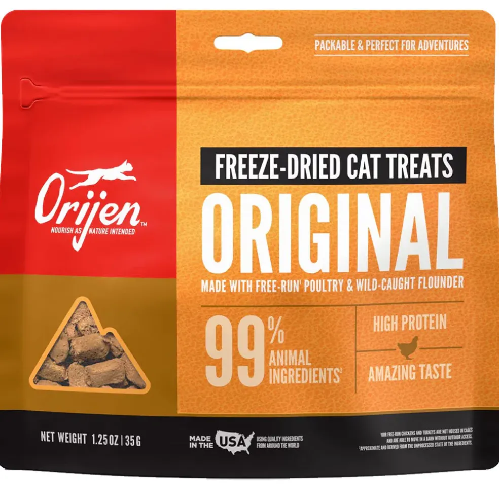ORIJEN Original Freeze Dried Grain-Free High-Protein Raw Animal Ingredients Cat Treats, 1.25-oz bag