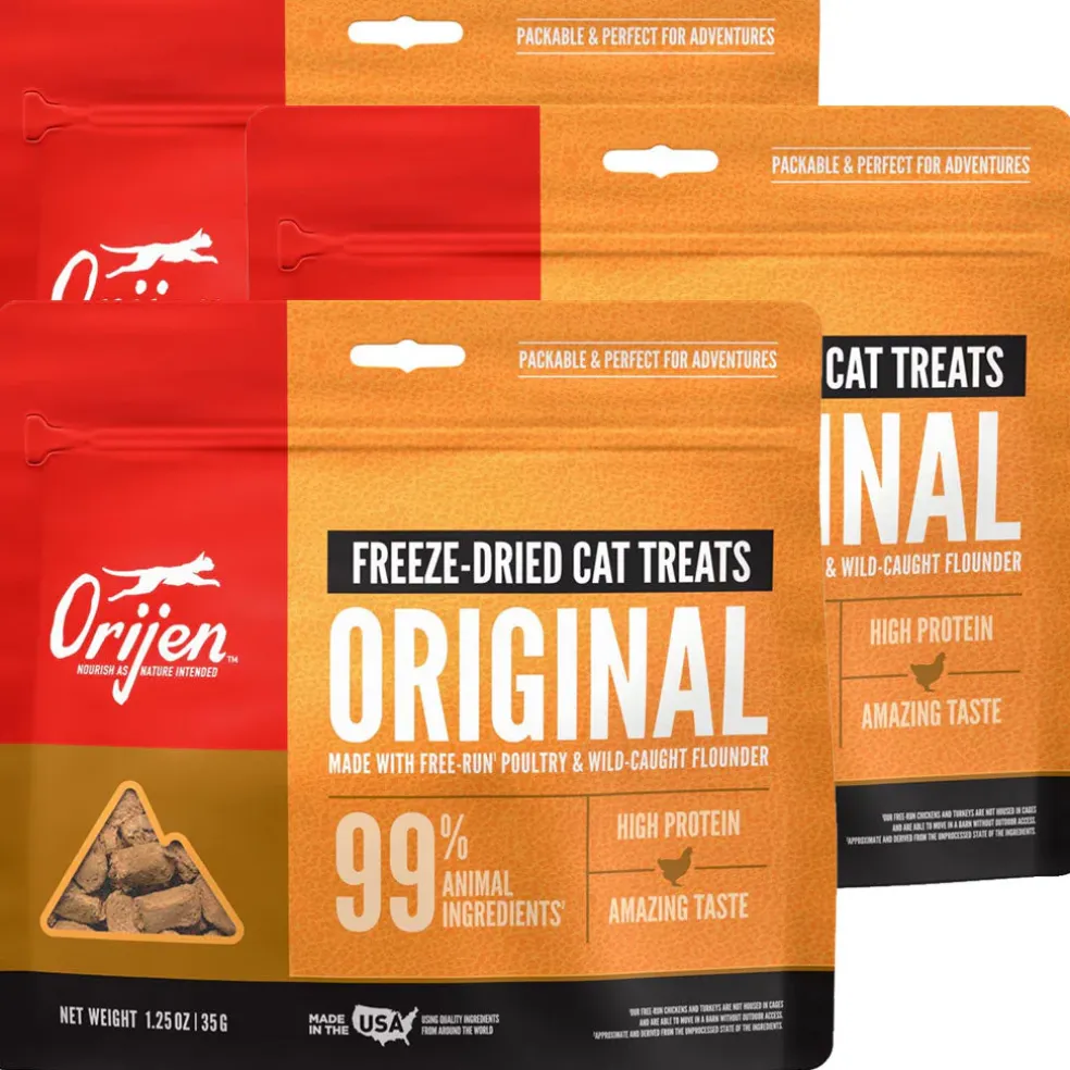 ORIJEN Original Freeze Dried Grain-Free High-Protein Raw Animal Ingredients Cat Treats, 1.25-oz bag