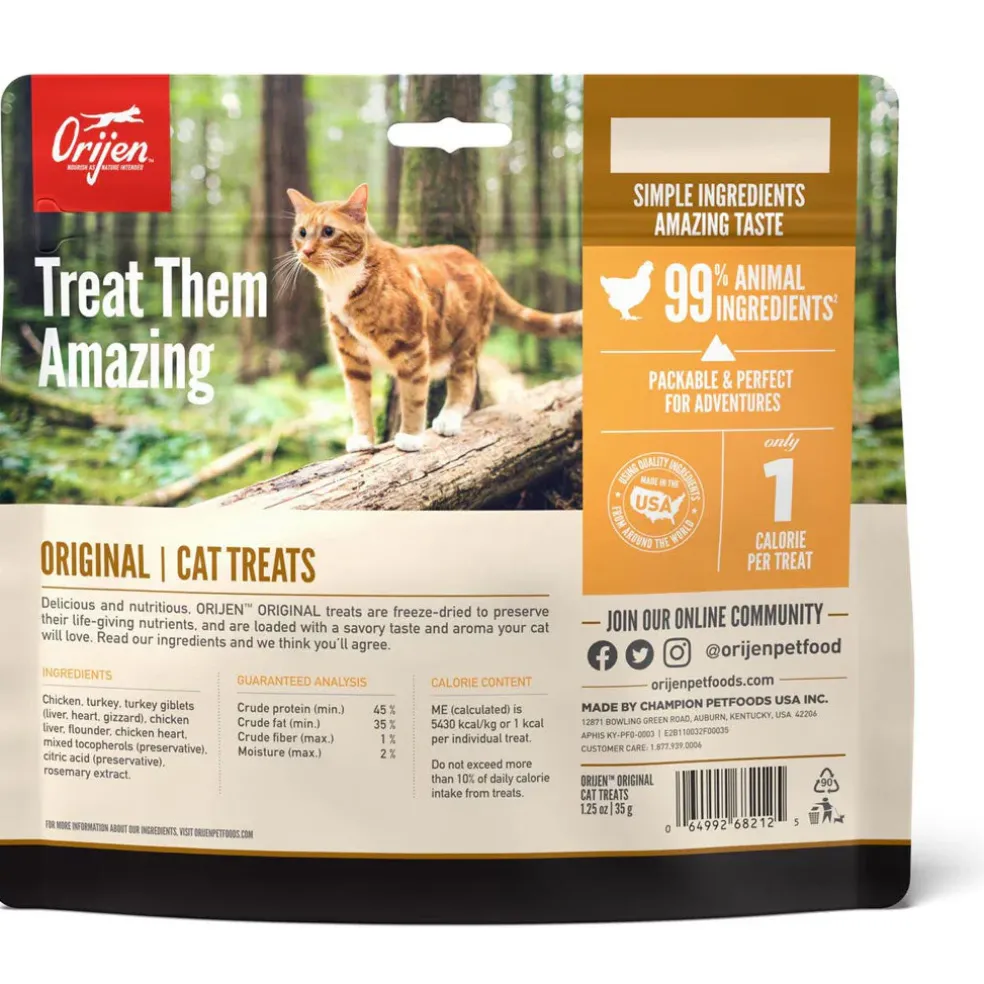ORIJEN Original Freeze Dried Grain-Free High-Protein Raw Animal Ingredients Cat Treats, 1.25-oz bag