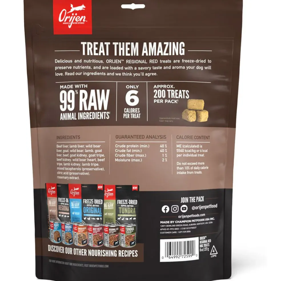 ORIJEN Regional Red Grain-Free High-Protein Freeze-Dried Dog Treats