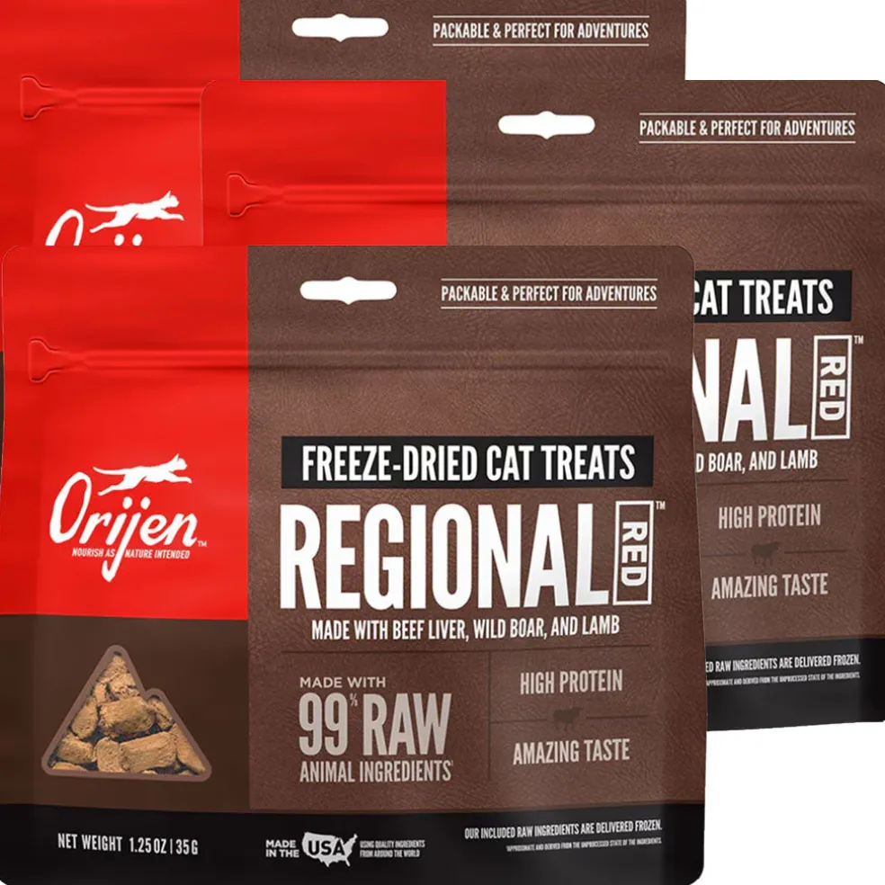 ORIJEN Regional Red Grain-Free High-Protein Raw Animal Ingredients Freeze Dried Cat Treats, 1.25-oz bag