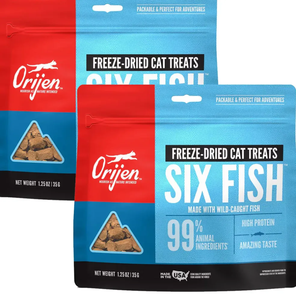 ORIJEN Six Fish Grain-Free High-Protein Raw Animal Ingredients Freeze Dried Cat Treats, 1.25-oz bag