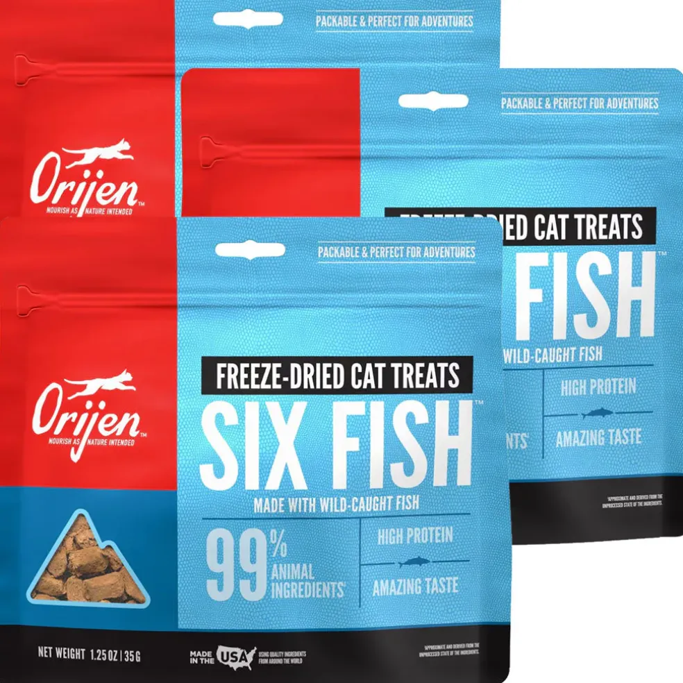ORIJEN Six Fish Grain-Free High-Protein Raw Animal Ingredients Freeze Dried Cat Treats, 1.25-oz bag