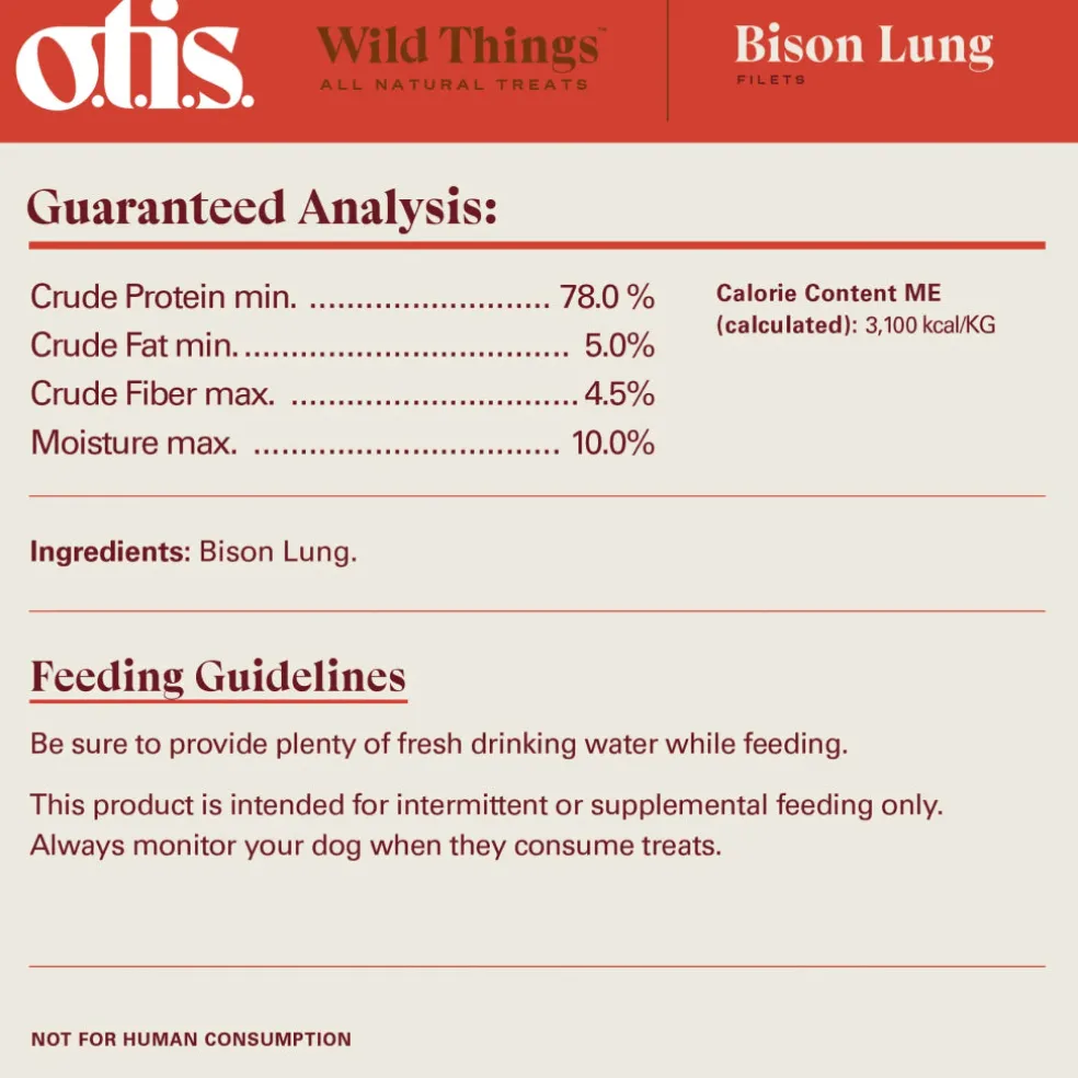 OTIS Wild Things Bison Lung Filets Treats for Dogs (4 oz)