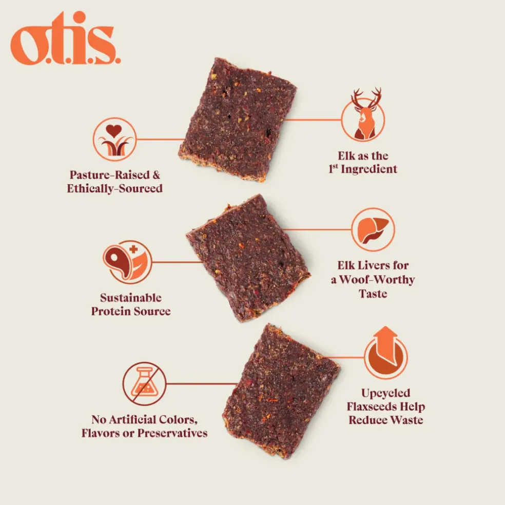 OTIS Wild Things Elk Jerky Treats for Dogs (4 oz)