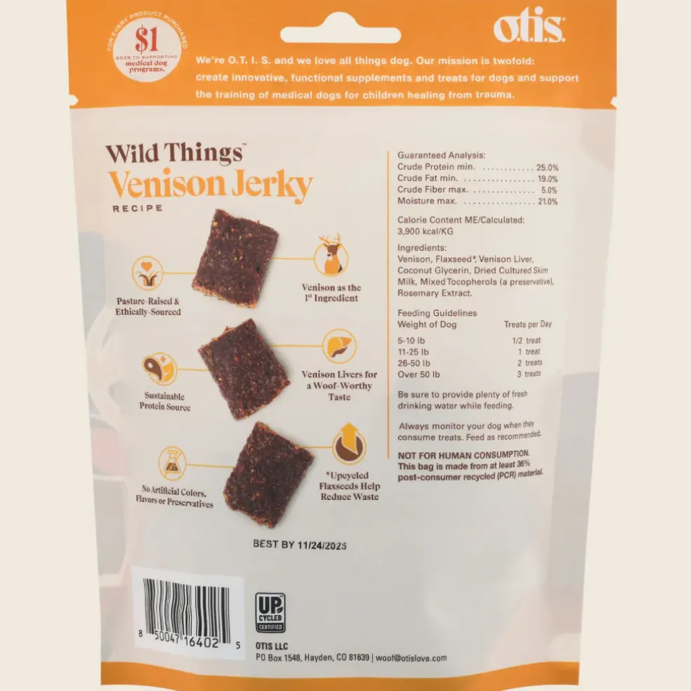 OTIS Wild Things Venison Jerky Treats for Dogs (4 oz)
