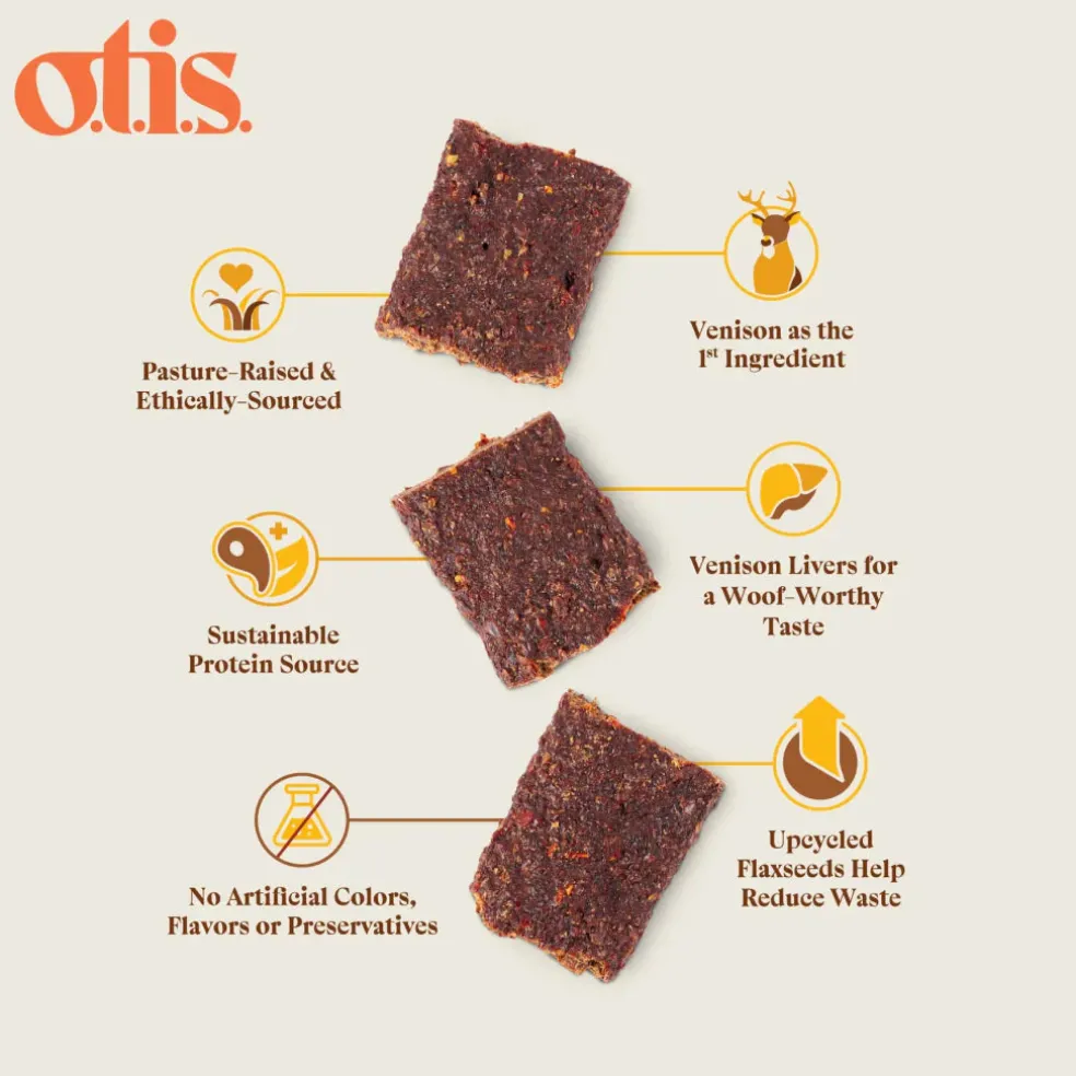 OTIS Wild Things Venison Jerky Treats for Dogs (4 oz)