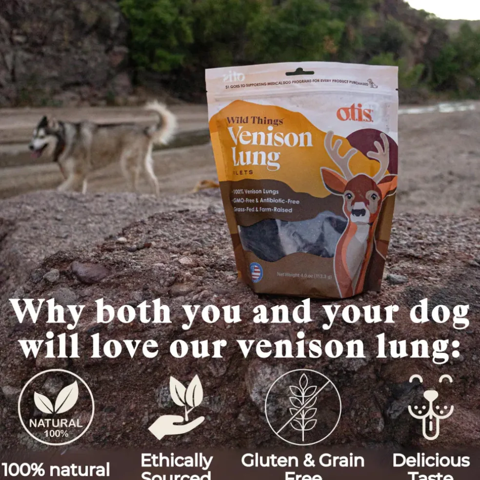 OTIS Wild Things Venison Lung Filets Treats for Dogs (4 oz)