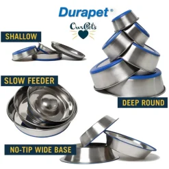 OurPets Premium Stainless Steel Rubber-Bonded Dog Bowl