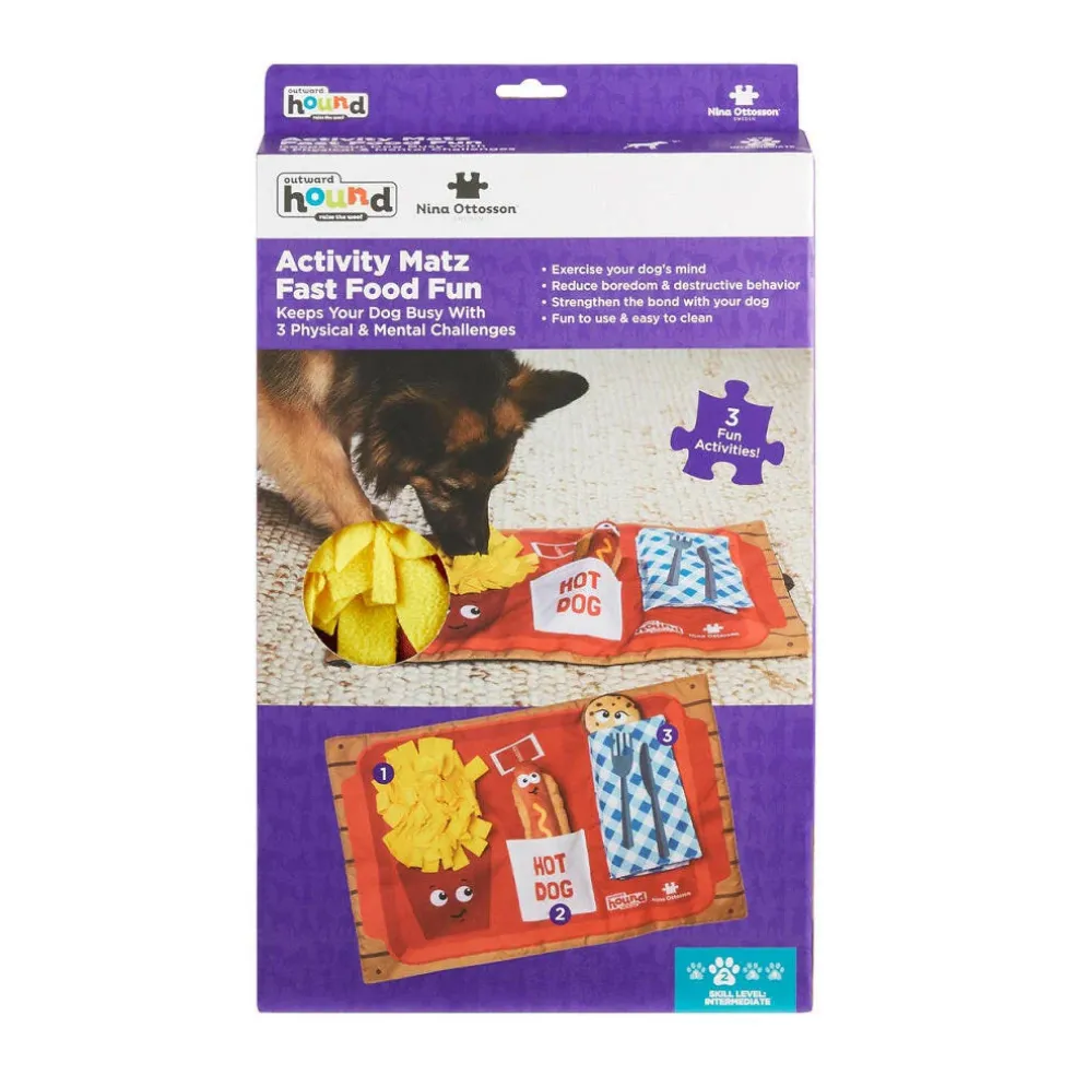 Outward Hound Activity Matz Fast Food Fun Game Plush Dog Puzzle Mat