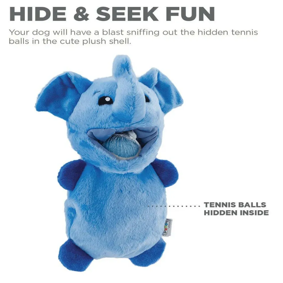Outward Hound Ball Hogz Elephant Hide and Seek Dog Toy with Tennis Balls