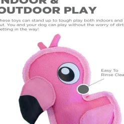 Outward Hound Fire Biterz Flamingo Plush Firehouse Material Interactive Dog Toy, Small