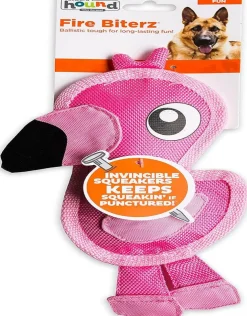 Outward Hound Fire Biterz Flamingo Plush Firehouse Material Interactive Dog Toy, Small