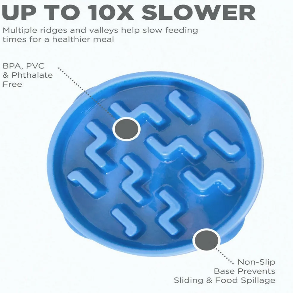 Outward Hound Fun Feeder Slo Bowl Slow Feeder Dog Bowl, Blue