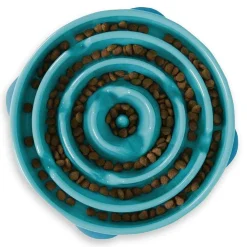 Outward Hound Fun Feeder Slo Bowl Slow Feeder Dog Bowl, Turquoise Drop