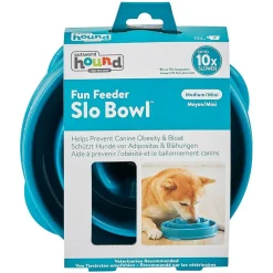 Outward Hound Fun Feeder Slo Bowl Slow Feeder Dog Bowl, Turquoise Drop