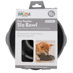Outward Hound Fun Feeder Slo Bowl Slow Feeder Dog Bowl, Grey Drop